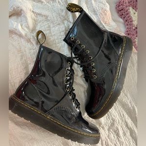 Dr Martens Zavala Patent Leather Combat Boots Womens Size 9